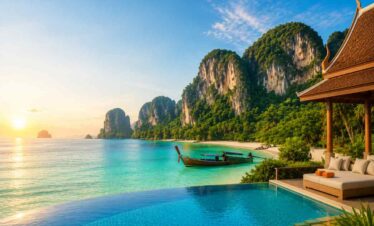 Thailand Tour Package from India Bangkok skyline Pattaya Coral Island speedboat tour Phuket tropical beach resort Thailand Bangkok temple sightseeing itinerary Phi Phi Island Thailand crystal clear water Luxury Thailand holiday package from India Pattaya beach evening nightlife Phuket island vacation scenery